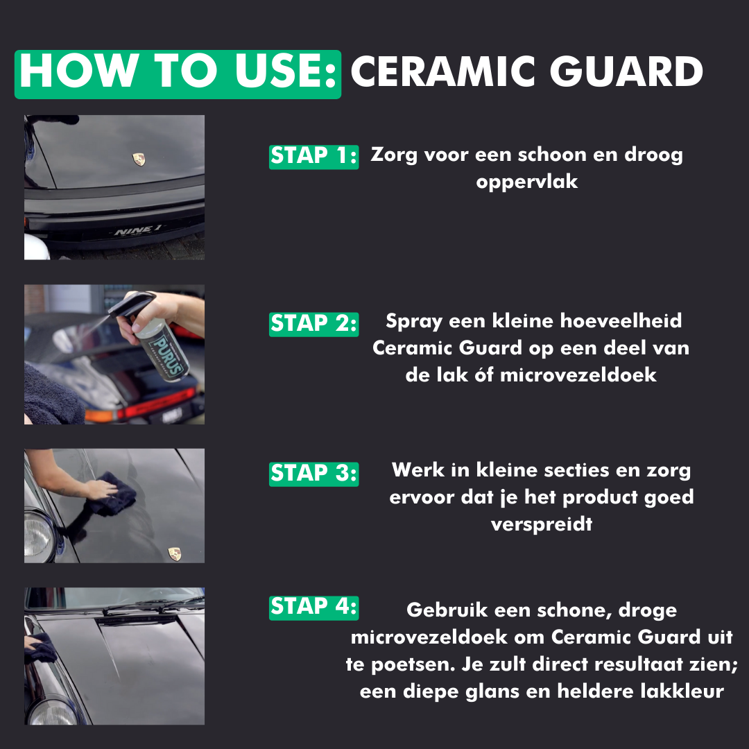 Ceramic Guard 500ML voor snelle bescherming, diepe glans en langdurige schoonmaak van autolak.
