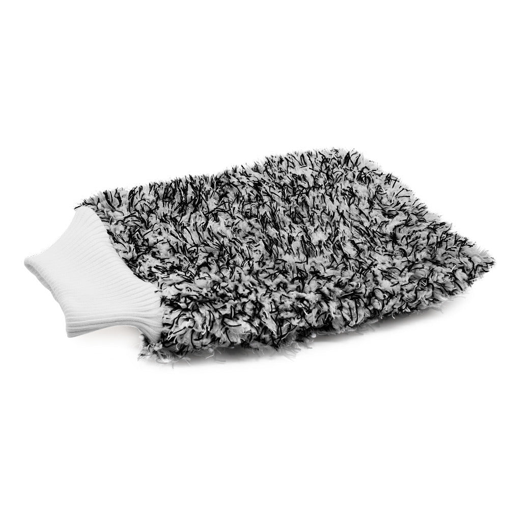 Zwarte en witte Microfiber Washmitt washandschoen, krasvrij, extreem absorberend en geschikt voor alle oppervlakken, 28x20 cm.