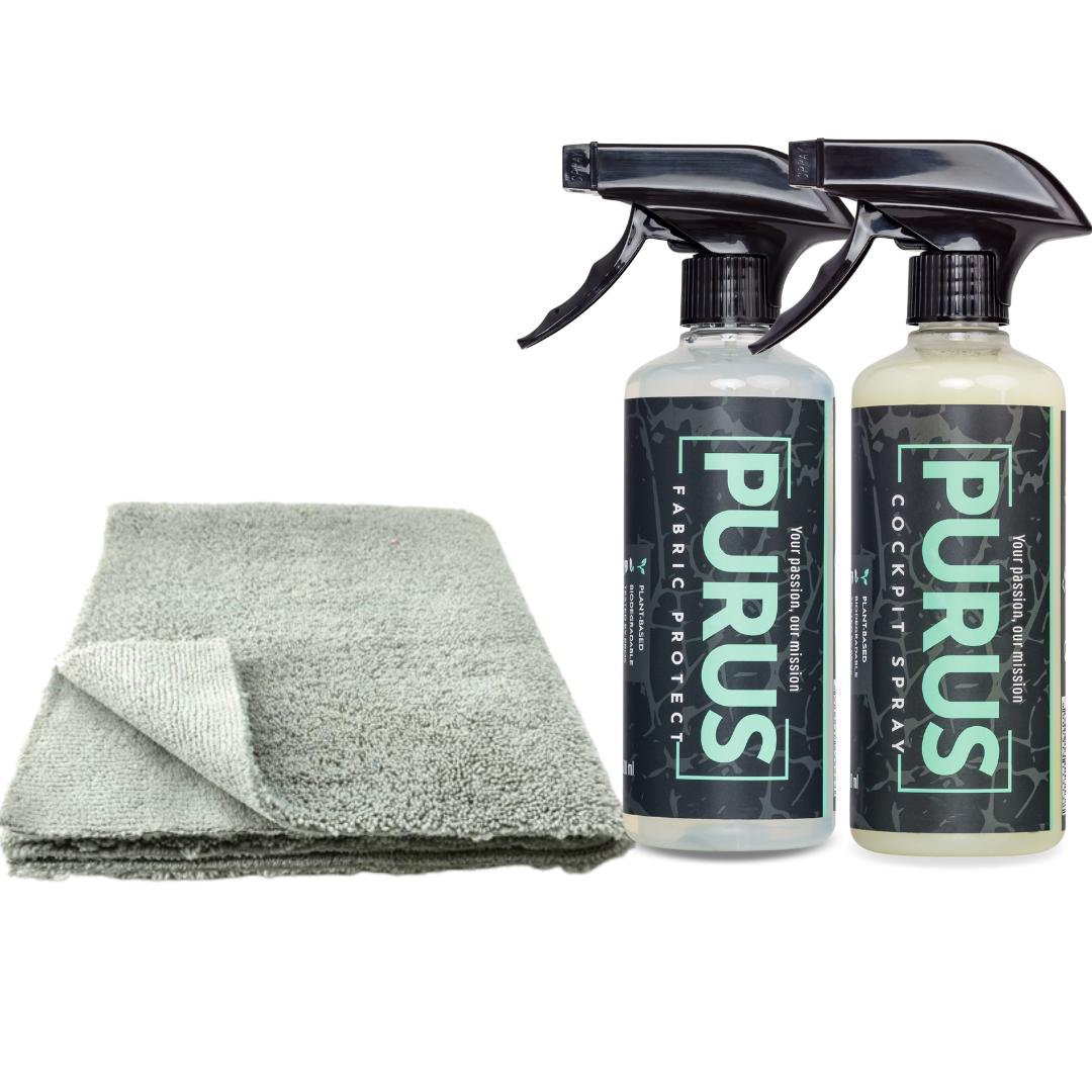 Interior Kit - Fabric met PURUS Fabric Protect, Cockpit Spray en microvezeldoek voor optimale interieurverzorging