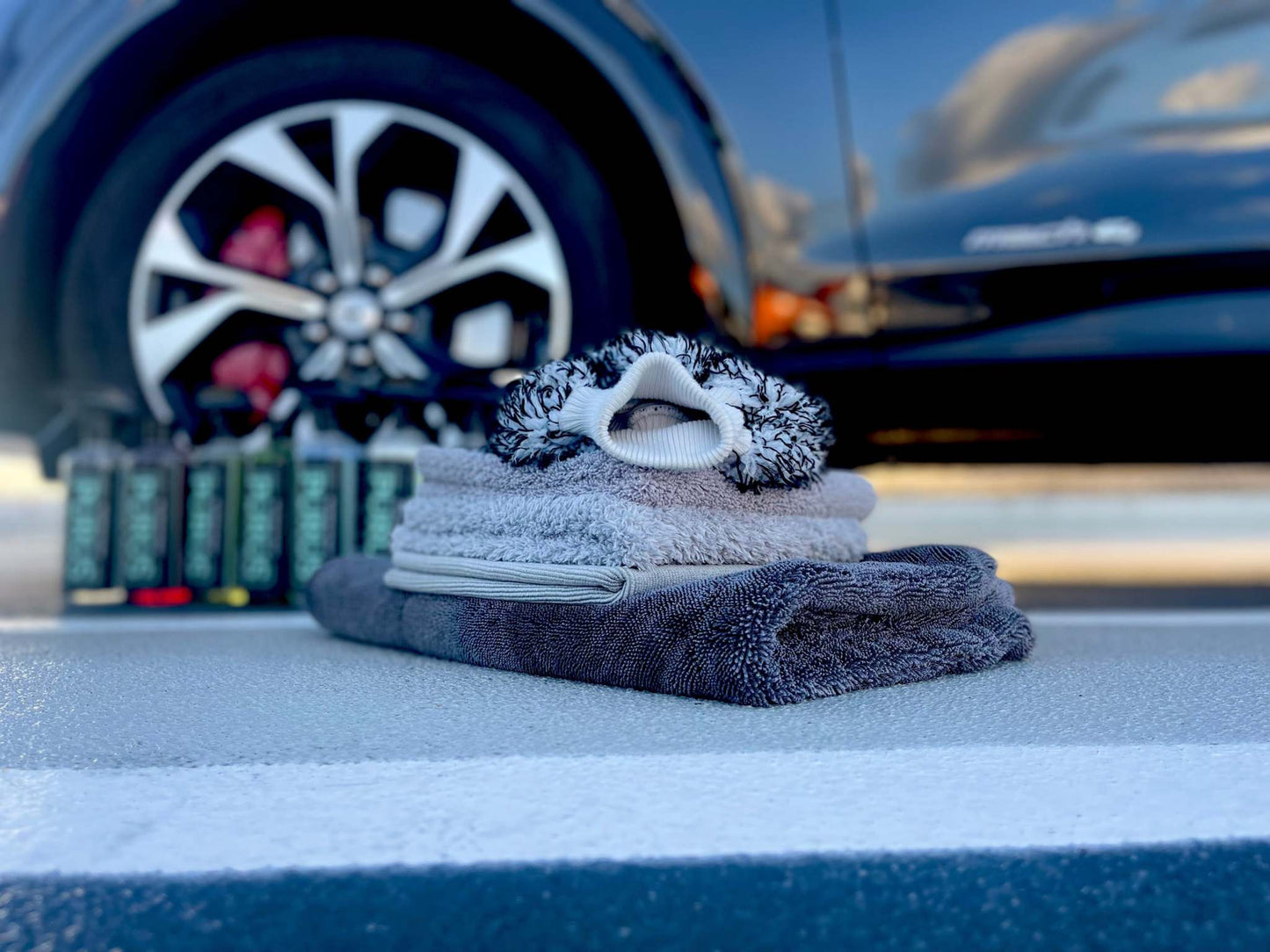 accessoires kit met extreme drying towel en microvezeldoeken voor auto onderhoud