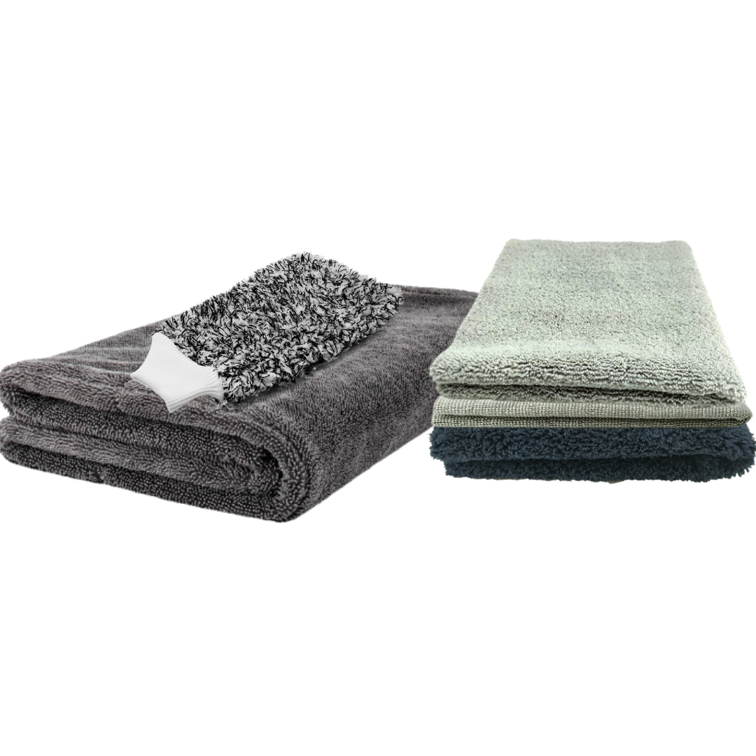 Accessoires kit met Extreme Drying Towel en verschillende microvezeldoeken voor auto verzorging